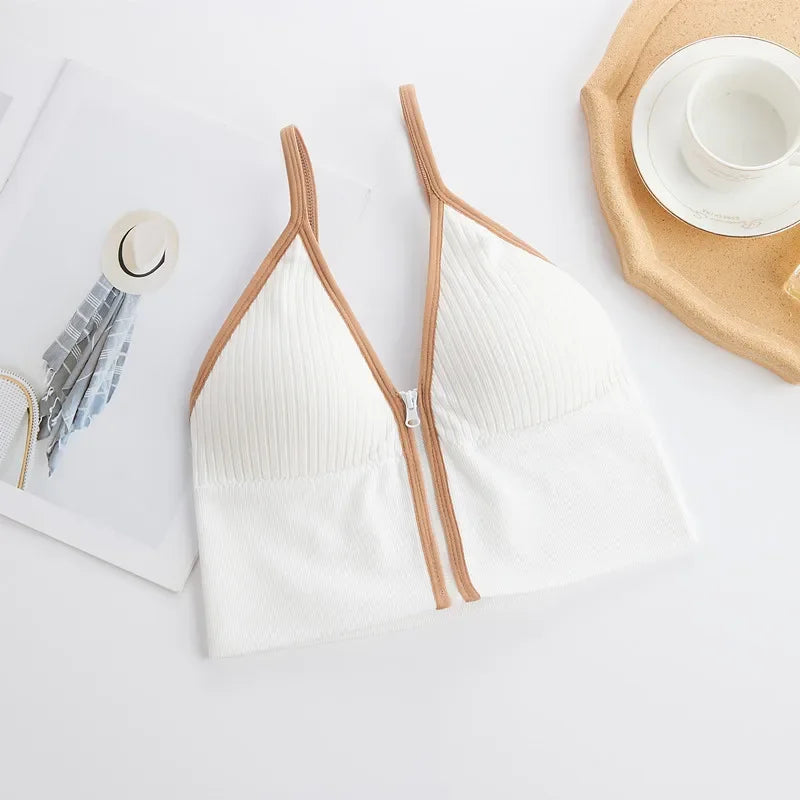 Women Crop Tops Sexy Solid Color Camisole Ice Silk Tube Top Seamless Sports Tank Top Wireless Underwear Padded Bra Bralette Vest