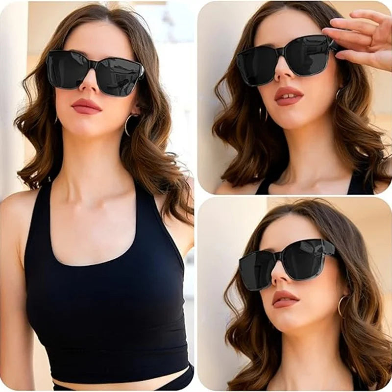 Cool&Ku Women Men Polarized Fit Over Sunglasses Oversized Trendy Square Cat Eye Wear Over Glasses