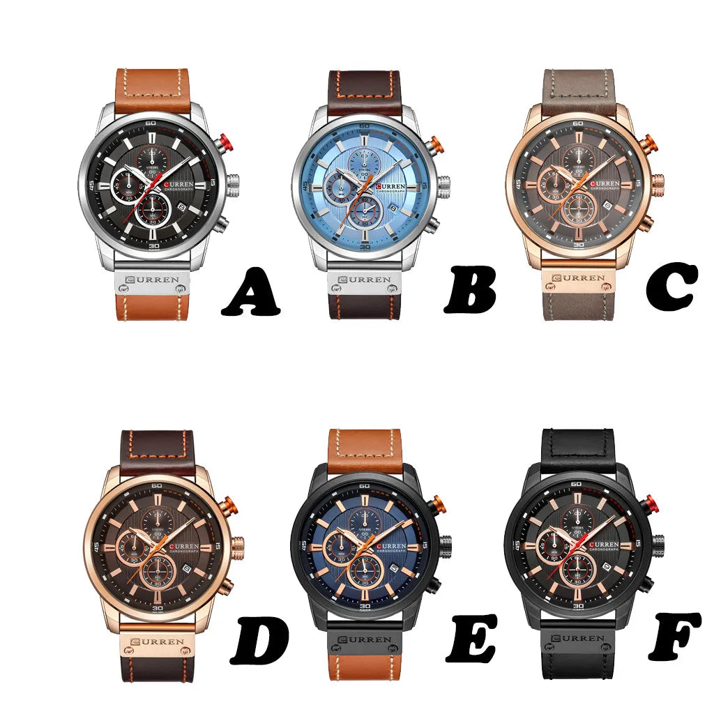 Waterproof Quartz Watch Round True Three Eyes Men'S Business Watch Multifunction Military Sports Watch 2023 New Luxury Watch 시계