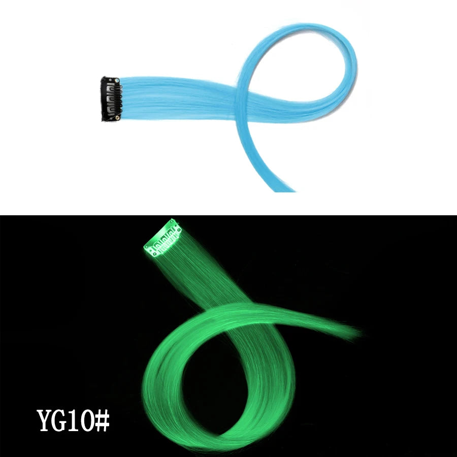 Synthetic Clip In One Pieces Raiinbow Hair Extensions  Straight Synthetic Hair Pieces 18" Long  Ombre Hair Pink Purple Red Blue