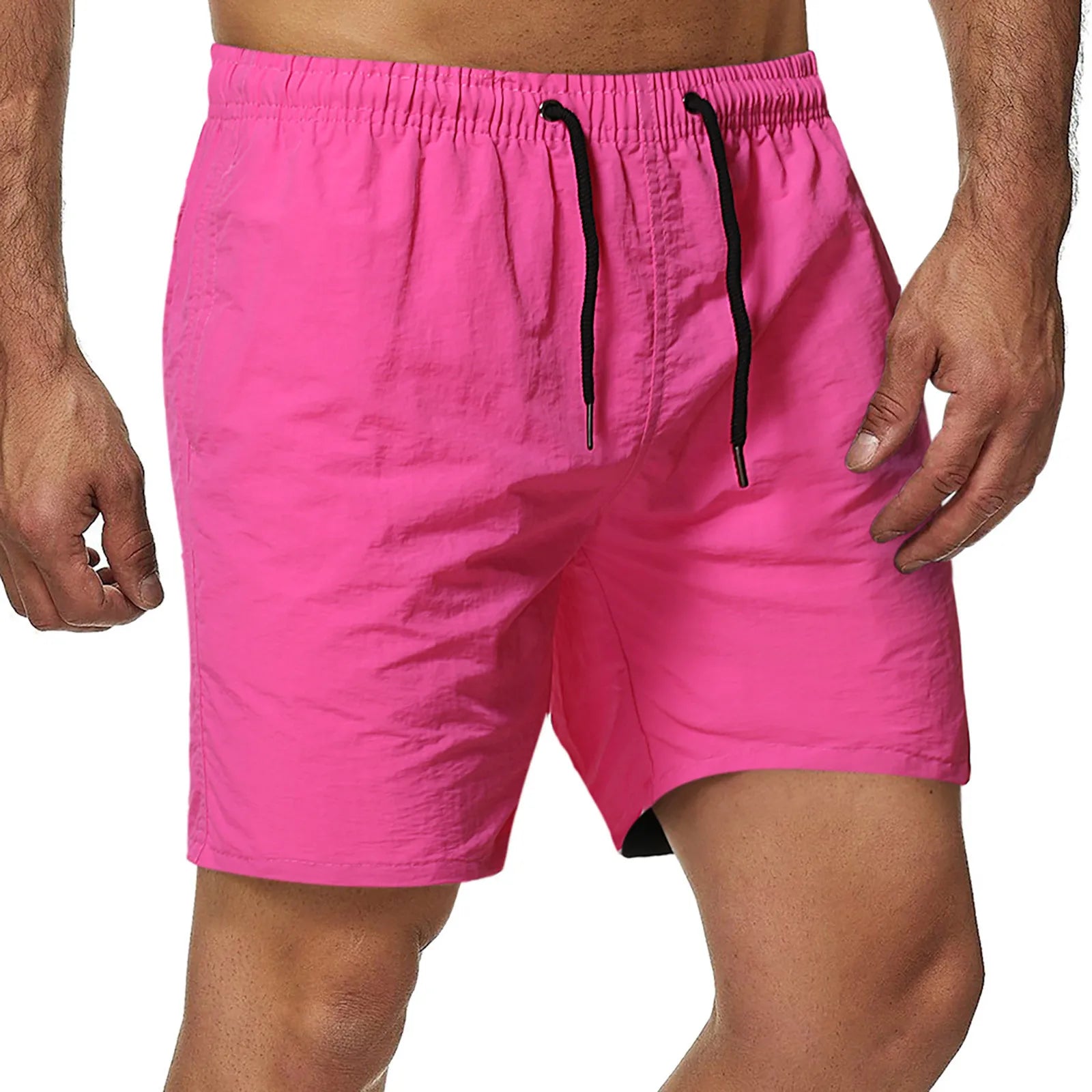 Summer Beach Board Shorts Men Swim Trunks Short Pants Male Sports Swimsuits Hot-pink Solid Sports Men Underwear Masculino Shorts