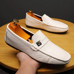 Spring Autumn Men Dress Shoes White Loafers Leather Casual Shoes Slip on Moccasin Shoes  Zapatos Casuales Designer Loafers Men