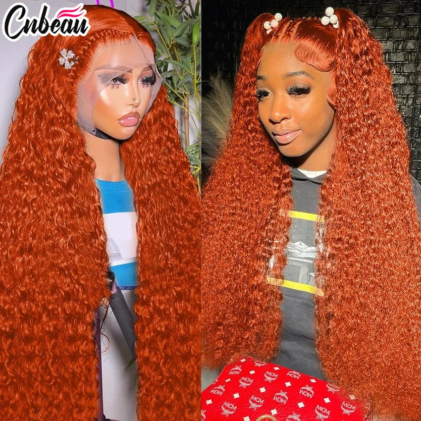 30 Inch Orange Ginger Deep Wave Human Hair Wig 13x4 13x6 HD Lace Curly Wave Color Lace Frontal Human Hair Wigs For Women