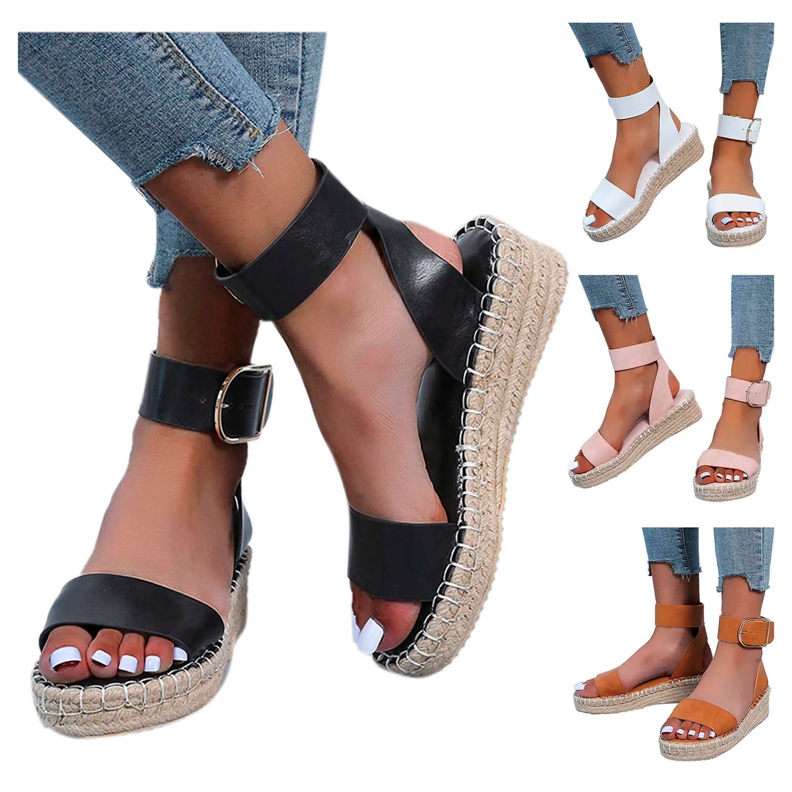 Women's Sandals 2024 Hot Sales Thick Sole Wedge Heel Sandals Spring Summer Platform Sandles Woman's Big Size Comfortable Shoes