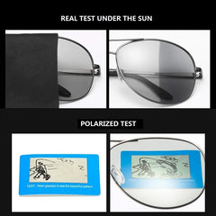 Luxuriöse photochrome Sonnenbrille für Piloten, polarisierte Sonnenbrille für Herren und Damen, Chamäleon-Sonnenbrille mit Farbwechsel bei Tag und Nacht, UV400-Schutz