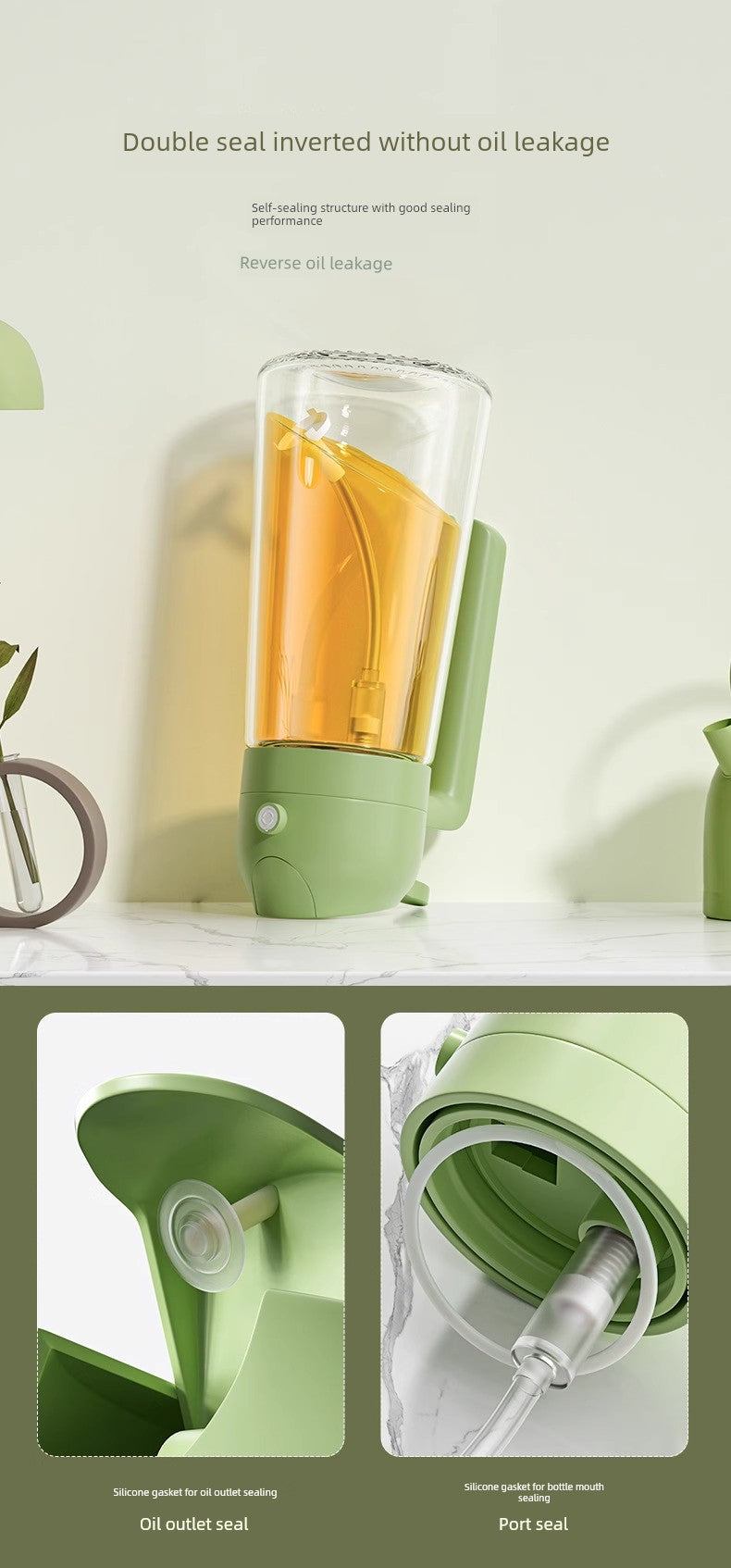 Fuel Injector For Home Food Grade Atomization Kitchen Non-Oil-Stick Dual-Use Two-in-One Oil Dispenser Glass Oil Tank