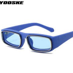 YOOSKE Rectangular Sunglasses Women Men Brand Designer Vintage Double Circle Metal Frame Sun Glasses Trendy Travel Style Eyewear