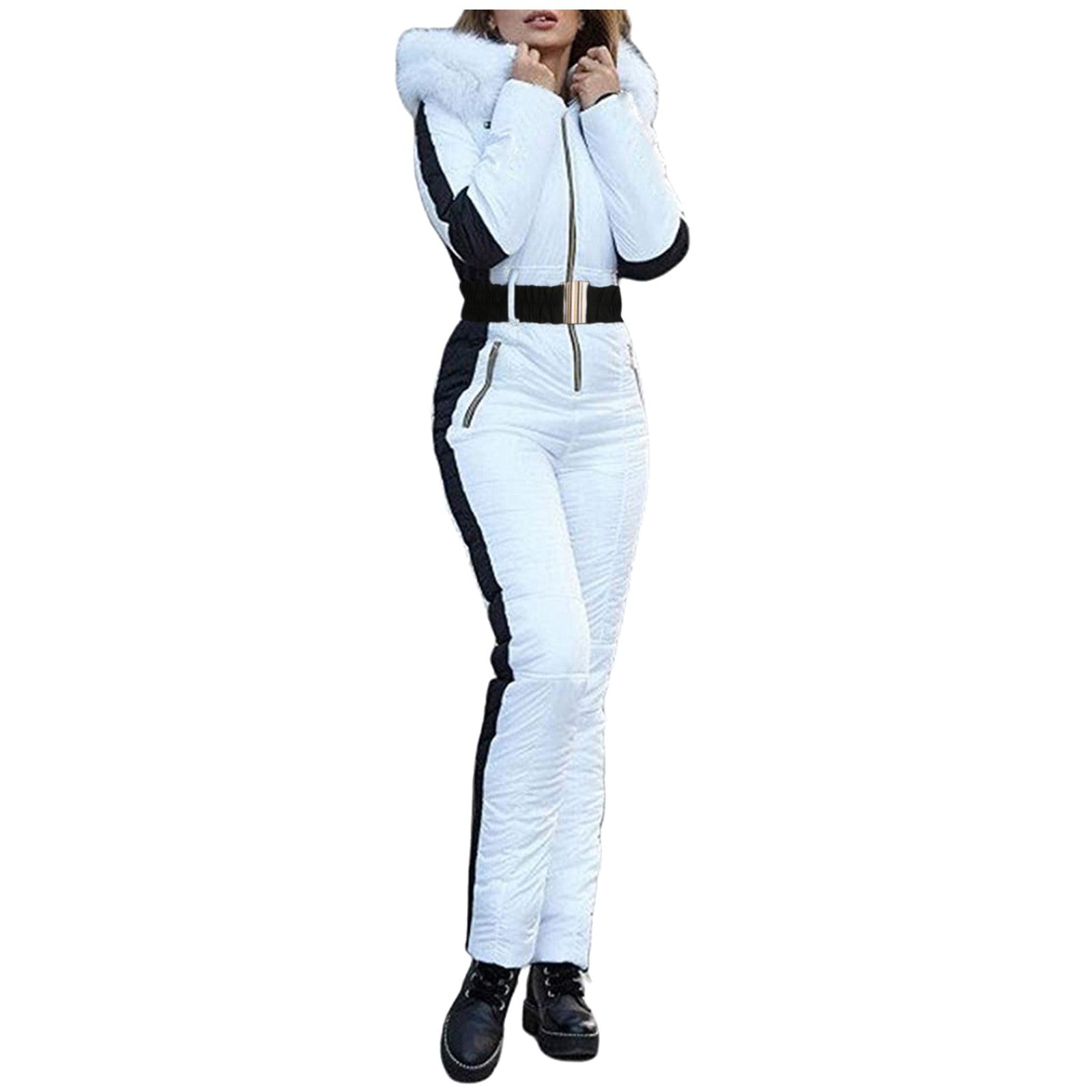 Women's Skiing Suites Winter Outdoor Sports Warm Jumpsuit Waterproof With Removable Collar Outdoor Sports Zipper Ski Suit