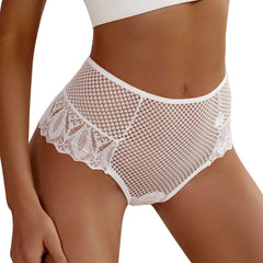 Sexy Fishnet Panties For Women Crochet Lace Panty Briefs Hollow Out See-Through Underwear High Waist Underpants трусы женские