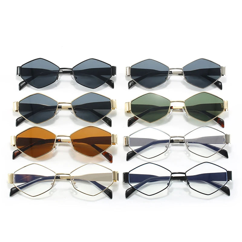 Fashion Punk Sunglasses Women 2024 Luxury Brand Unique Hexagon Sun Glasses Men Vintage Square Eyewear Shades Polygon Glasses