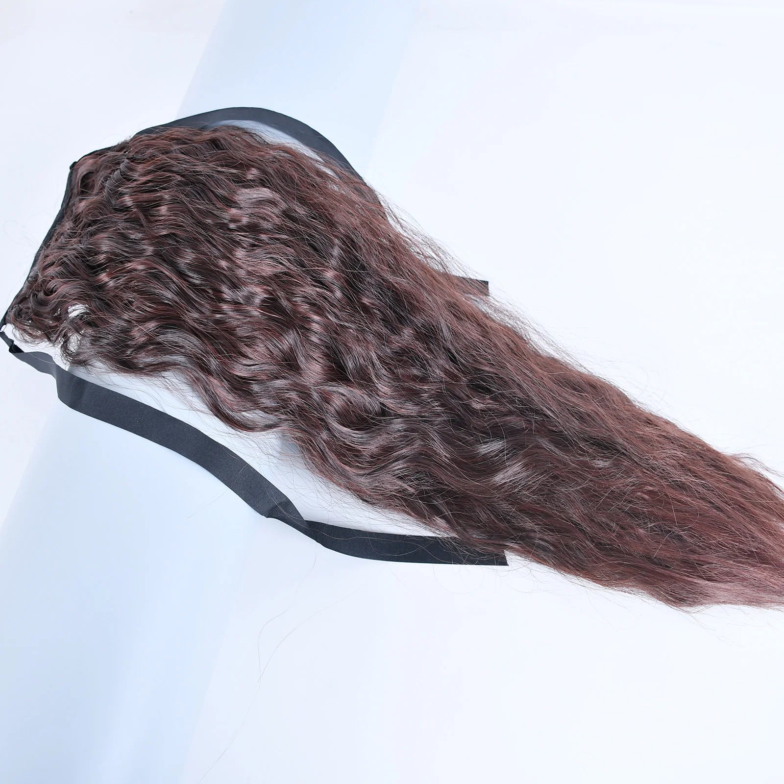 Jeedou Synthetic Long Kinky Curly Hair Ribbon Ponytail Extension Brown Blue Pink Purple Naturl Color Ponytails