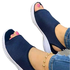 Summer Women Shoes Mesh Fish Platform Shoes Women's Closed Toe Wedge Sandals Ladies Light Casual Sandals Zapatillas Muje