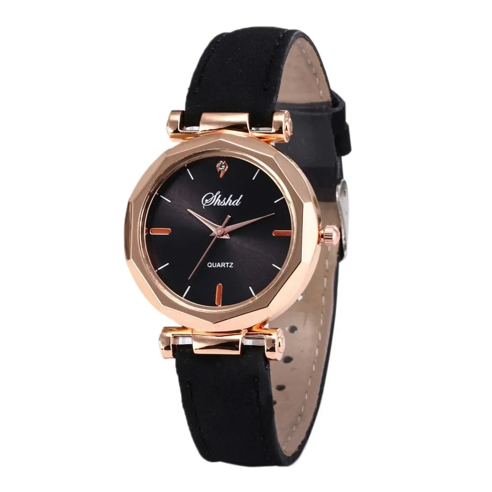 Leather Belt Elegant Wristwatch Analog Crystal Casual Fashion Quartz Watch Luxury Rhombus Design Ladies Watches Gift Reloj Mujer