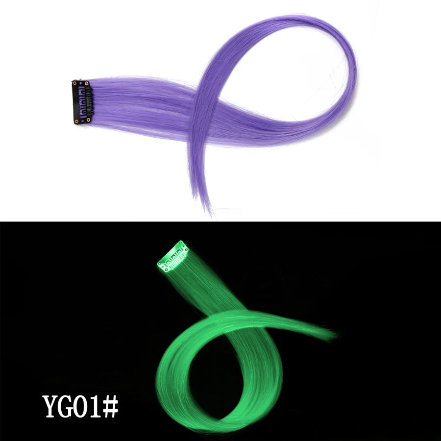 Synthetic Clip In One Pieces Raiinbow Hair Extensions  Straight Synthetic Hair Pieces 18" Long  Ombre Hair Pink Purple Red Blue