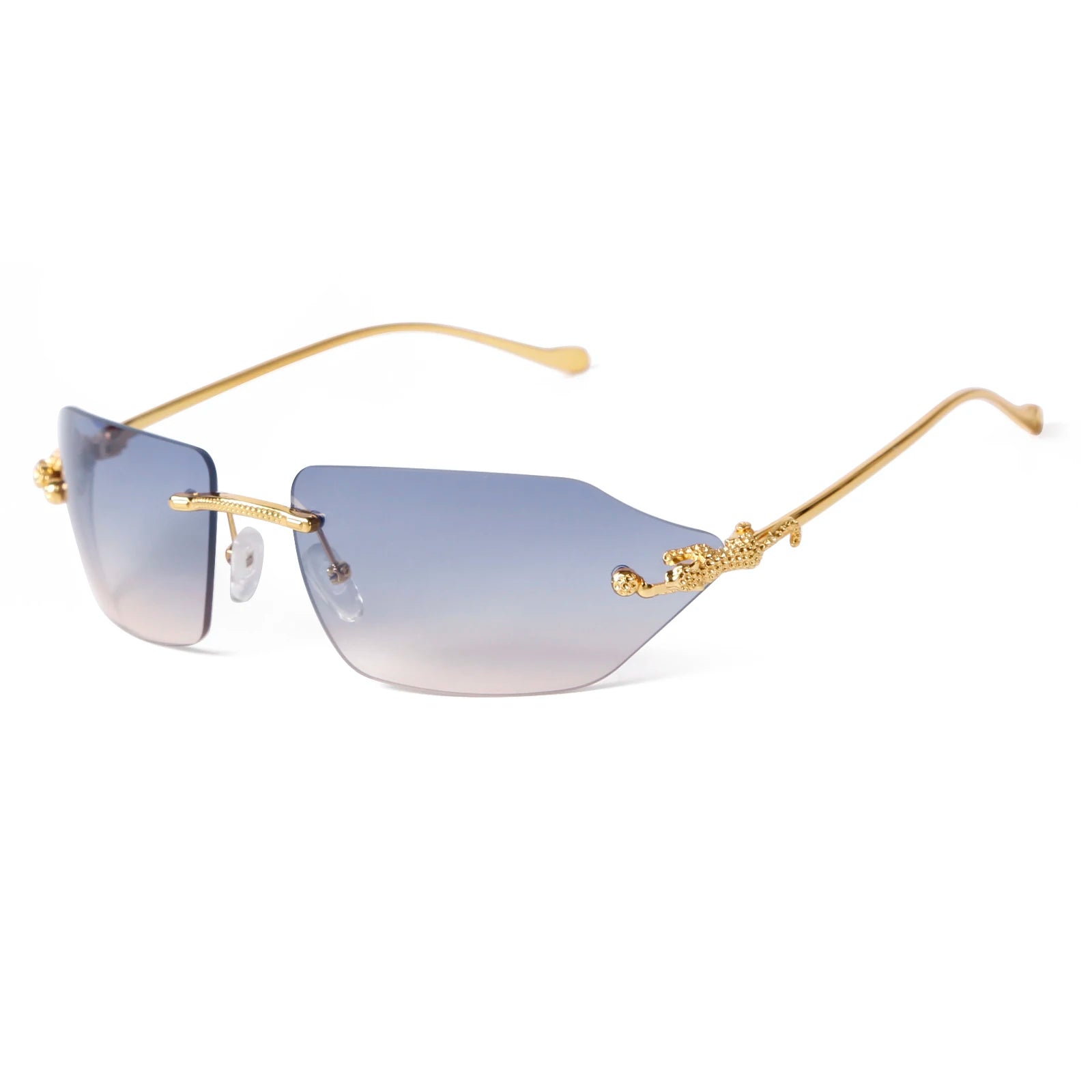 SORVINO Retro Leopard Sunglasses For Women Men 2024 New Classic Metal Gold Polygon Rimless Gradient Brand Fashion Glasses UV400