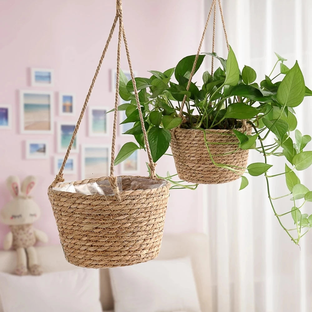 Home Decor Garden Plant Storage Basket Hanging Planter Woven Indoor Outdoor Flower Pot Holder Macrame Plant Hangers