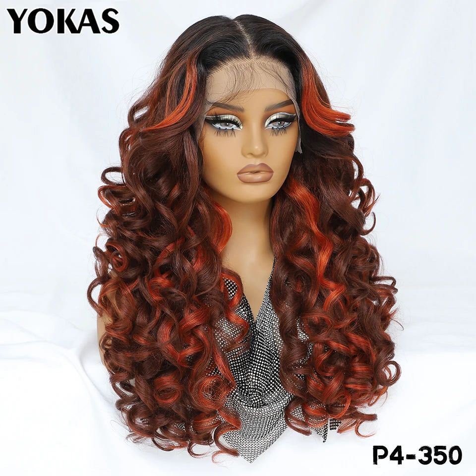 24 Inch Synthetic Lace Front Wigs For Black Women Curly Afro Lace Wigs for Afro Women Chocolate Brown Lace Front Wigs For Woman