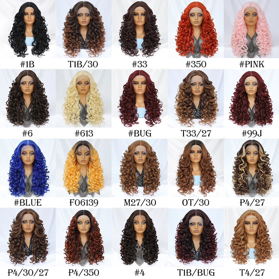 24 Inch Synthetic Lace Front Wigs For Black Women Curly Afro Lace Wigs for Afro Women Chocolate Brown Lace Front Wigs For Woman