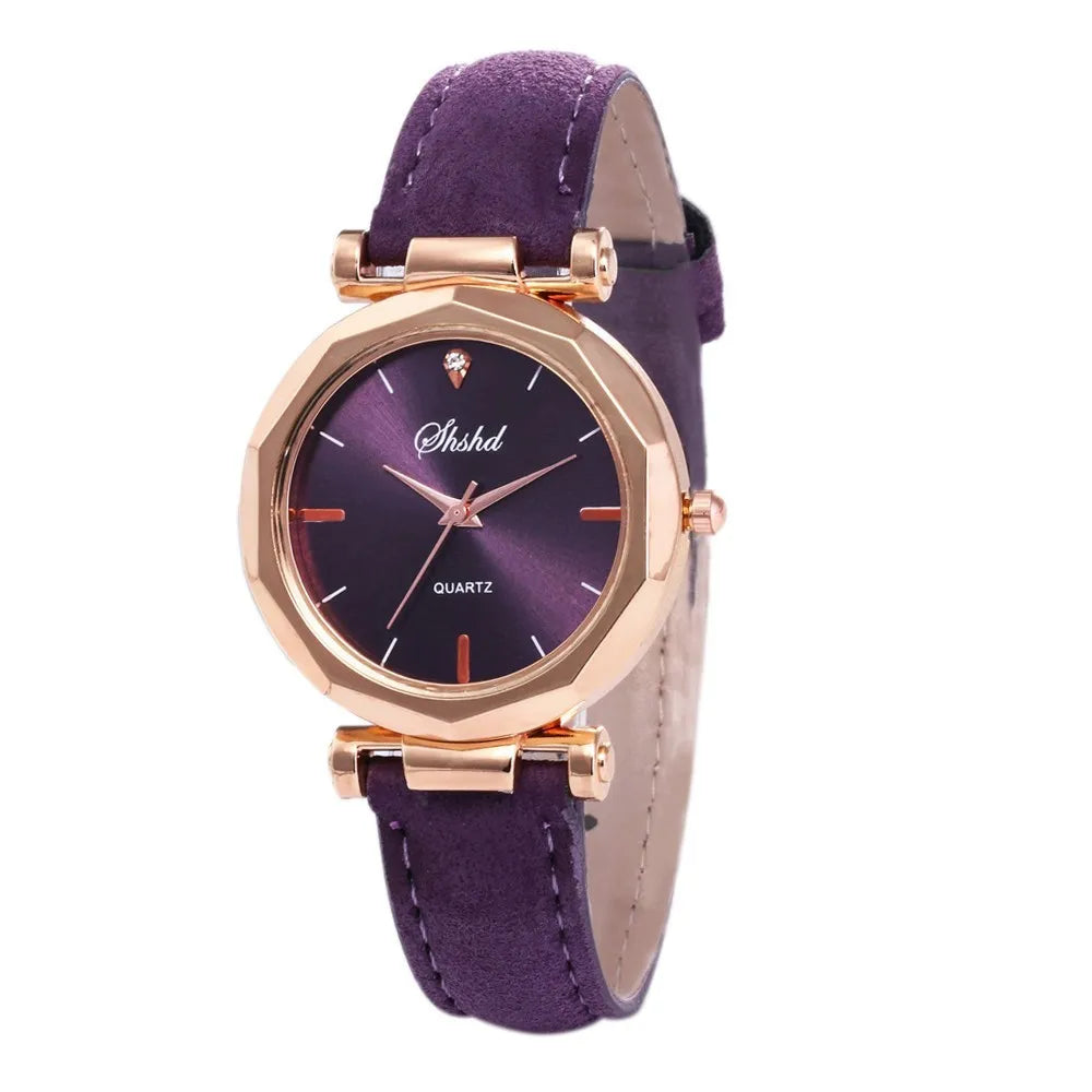 Leather Belt Elegant Wristwatch Analog Crystal Casual Fashion Quartz Watch Luxury Rhombus Design Ladies Watches Gift Reloj Mujer