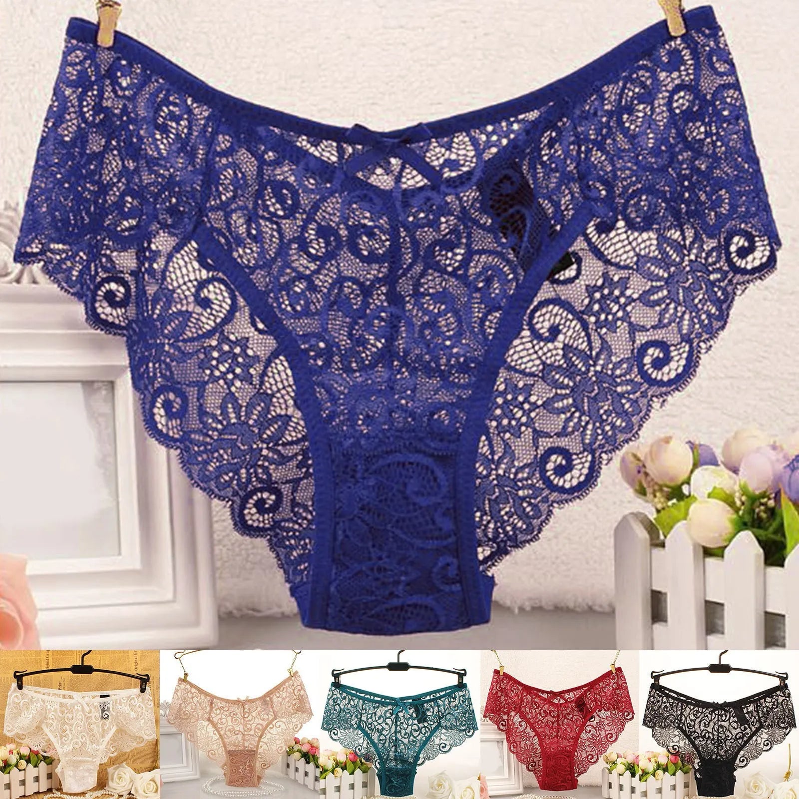 Sexy Lace Panties Women Solid Hollow Perspective Underwear Temptation Seamless Underpants Breathable Intimates Female Lingerie