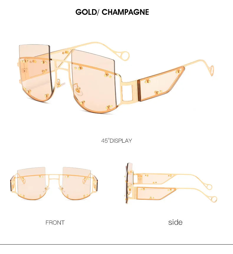 Hollow Out Oversized Women Square Sunglasses 2022 Brand Designer Men Sun Glasses Big Frame Oculos De Sol Feminino Sunglasses