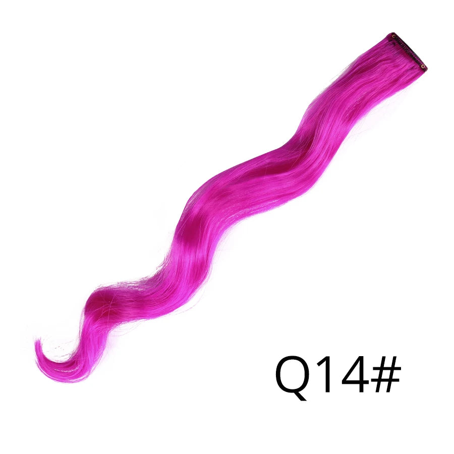 Synthetic Clip In One Pieces Raiinbow Hair Extensions  Straight Synthetic Hair Pieces 18" Long  Ombre Hair Pink Purple Red Blue