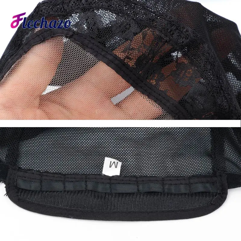 Gorro de encaje frontal para hacer pelucas con correa ajustable Gorro de tejido de red de encaje suizo sin pegamento para hacer pelucas con cierres frontales