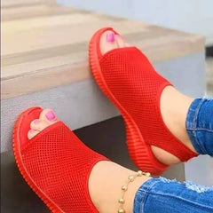 Summer Women Shoes Mesh Fish Platform Shoes Women's Closed Toe Wedge Sandals Ladies Light Casual Sandals Zapatillas Muje