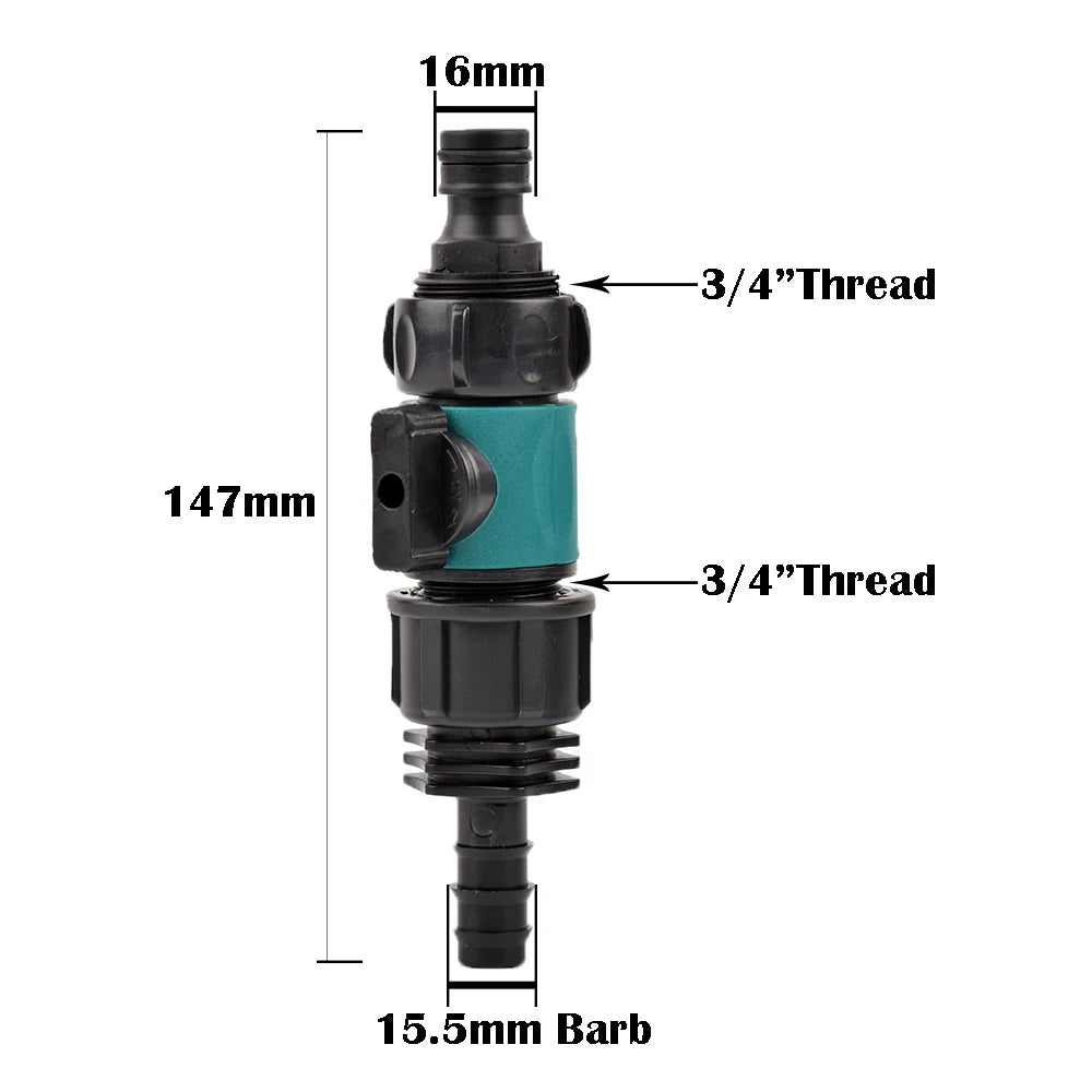 Plastic Valve Quick Connector 3/4" Thread to PE Pipe Barb Connectors 16/20/25mm Garden Watering Prolong Hose Adapter Switch