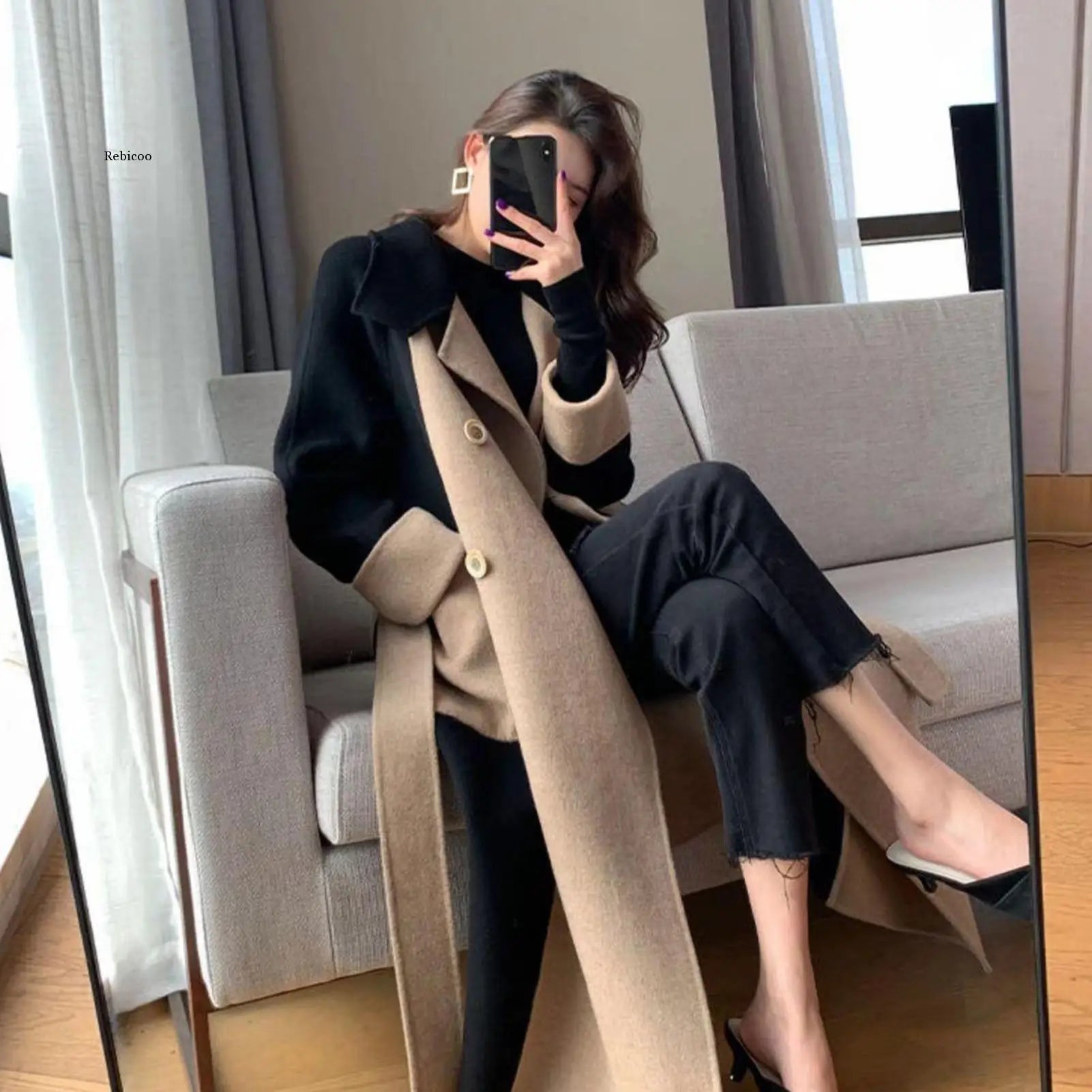 Women Winter Coat Chic Lapel Women Winter Overcoat Outwear Women Winter Overcoat  Elegant Soft Winter Overcoat for Shopping