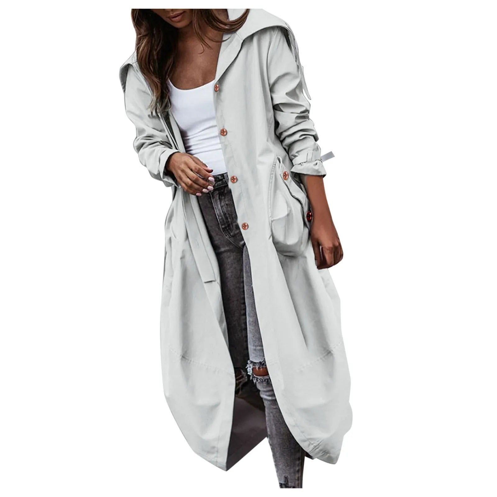 Women's Casual Lapel Collar Button Up Pocketed Long Shacket Coat Long Jackets The Light Jacket Satin Jacket Wrap Jacket Women