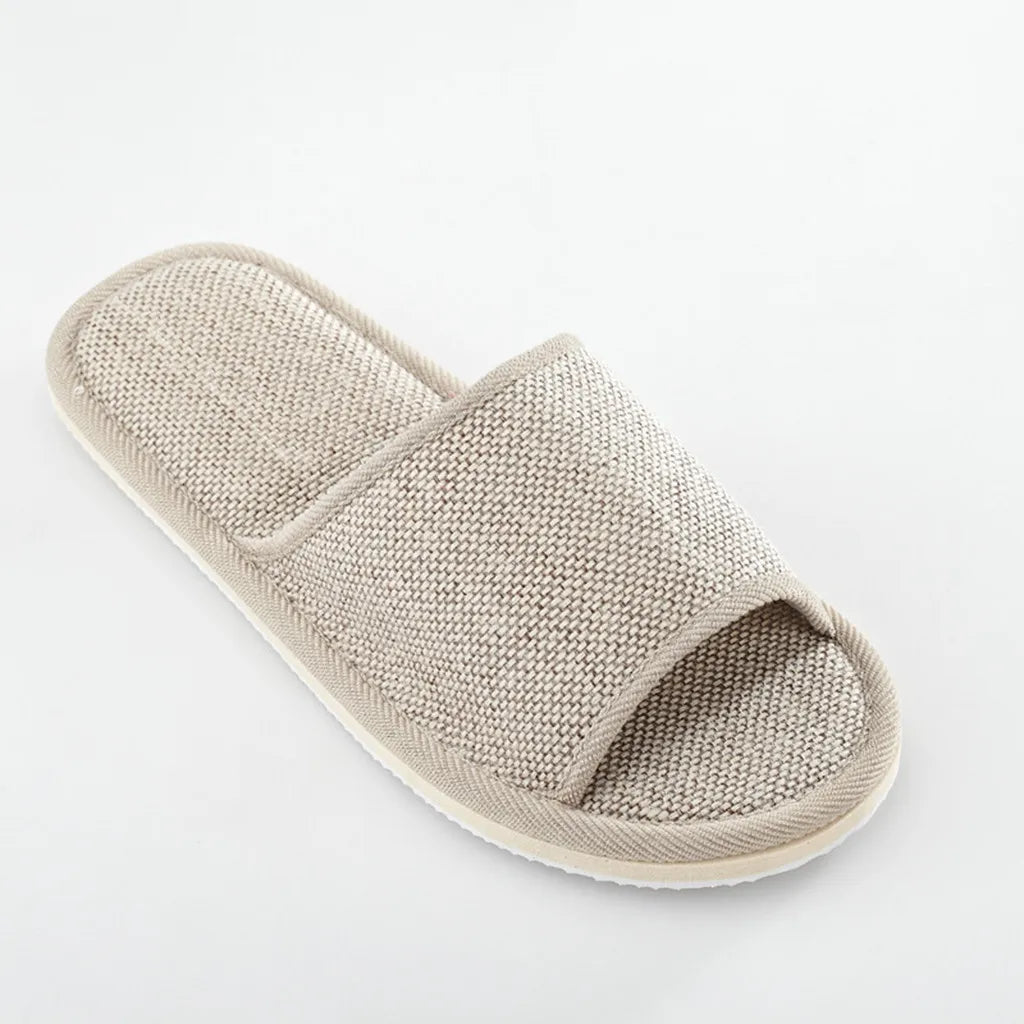 Home Slippers Women'S And Men'S Shoes Couples Plain Home Linen Slippers Indoor Flat Shoes Sandals Guest Slippers Women Shoes