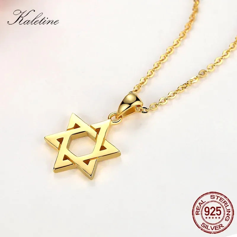 Jewish Magen Star of David Sterling 925 Silver Necklace Women Men Israel Judaica Hebrew Jewelry Hanukkah Pendants Gold Color