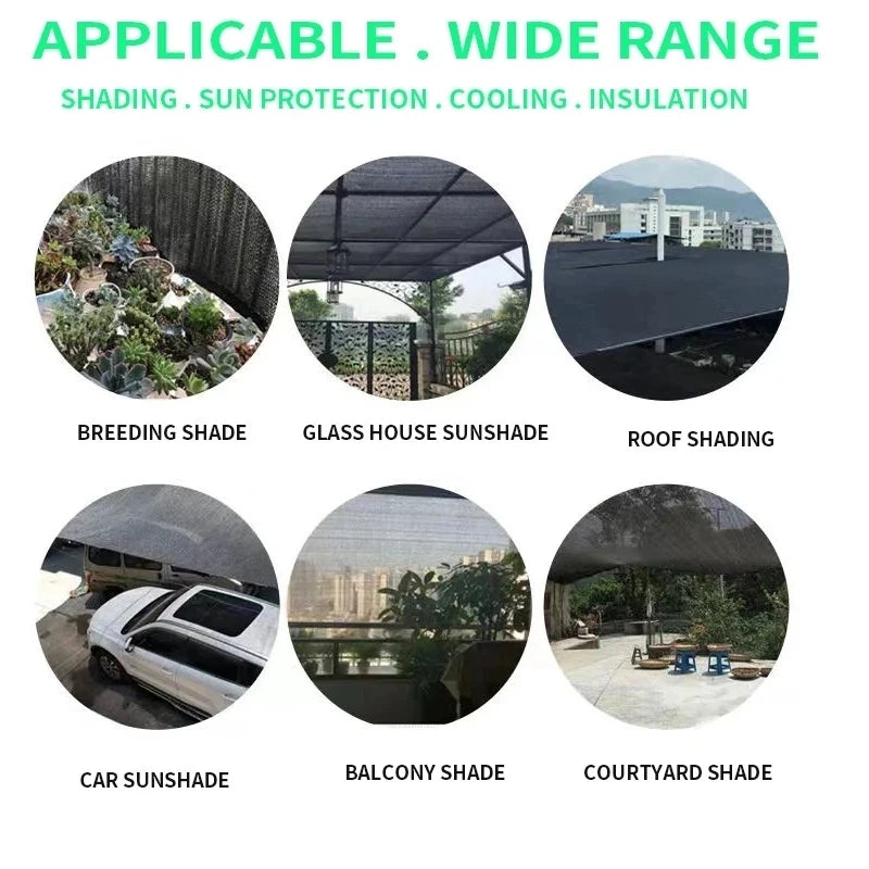 Thickened 12-pin80- 90% shading rate anti-UV HDPE black shading net outdoor pergola car garage rain shed shading net