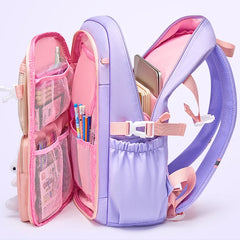 Primary School Backpack 1-5 Grade Cute Colorful School Bag For Girls Waterproof Large Capacity Cartoon rabbit Mochila Escolar