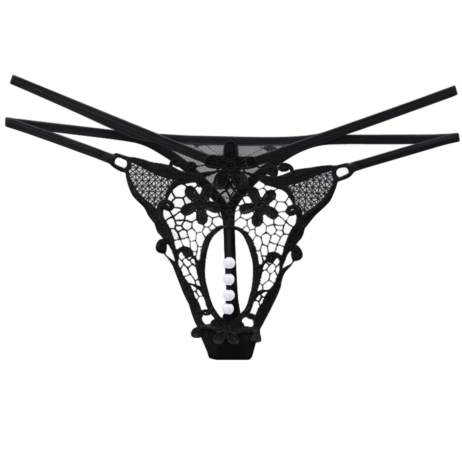 Women'S Thong Sexy Transparent Spicy Open Crotch Thong For Women With Low Waist And Seductive Charm Pearl нижнее бельё женское