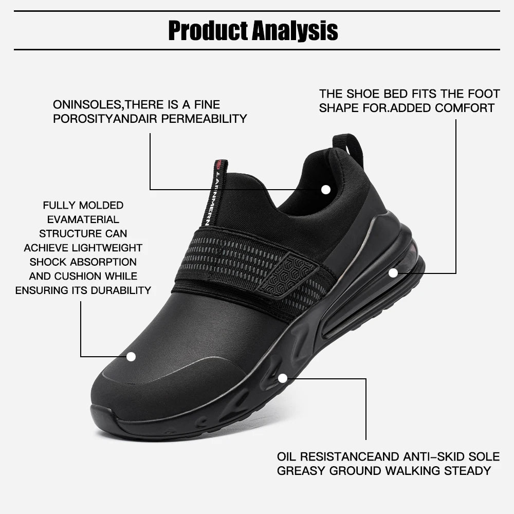 LARNMERN Waterproof Chef Shoes for Men SRC Slip Resistant Restaurant Kitchen Work Shoes Food Service Oil Proof