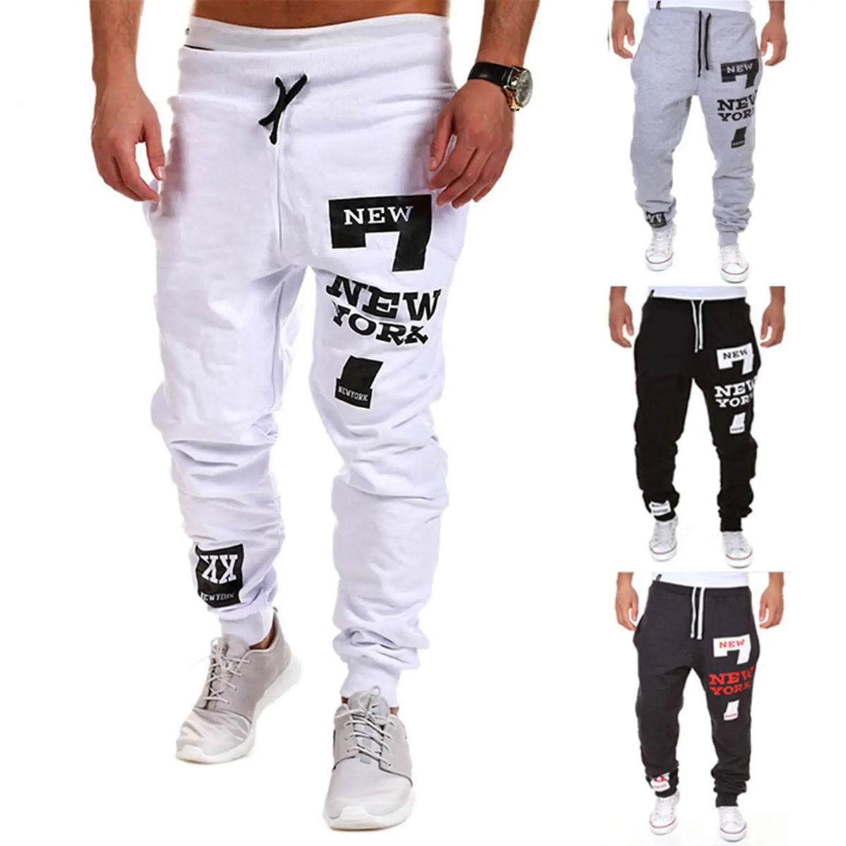 Men's Active Sweatpants Letter Print Joggers Trousers Drawstring Elastic Waist Fitness Gym Sports Pants Autumn Winter