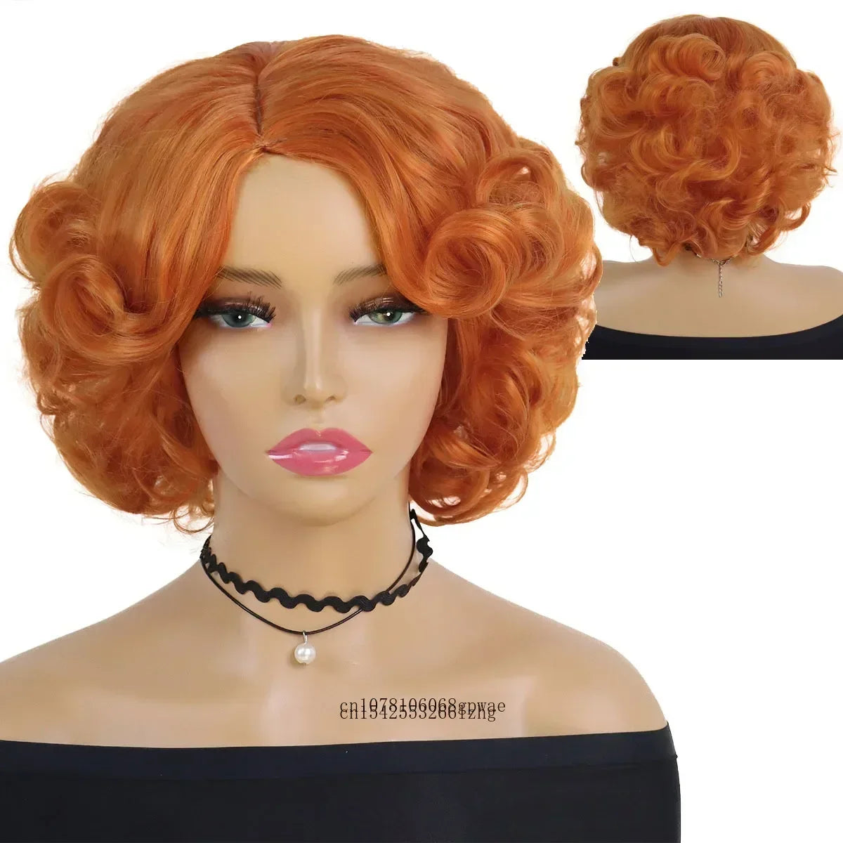 Synthetic Blue Wigs Cosplay Halloween Party Carnival Use Short Curly Wig for Women Natural Fluffy Hair Side Parting Hairstyle