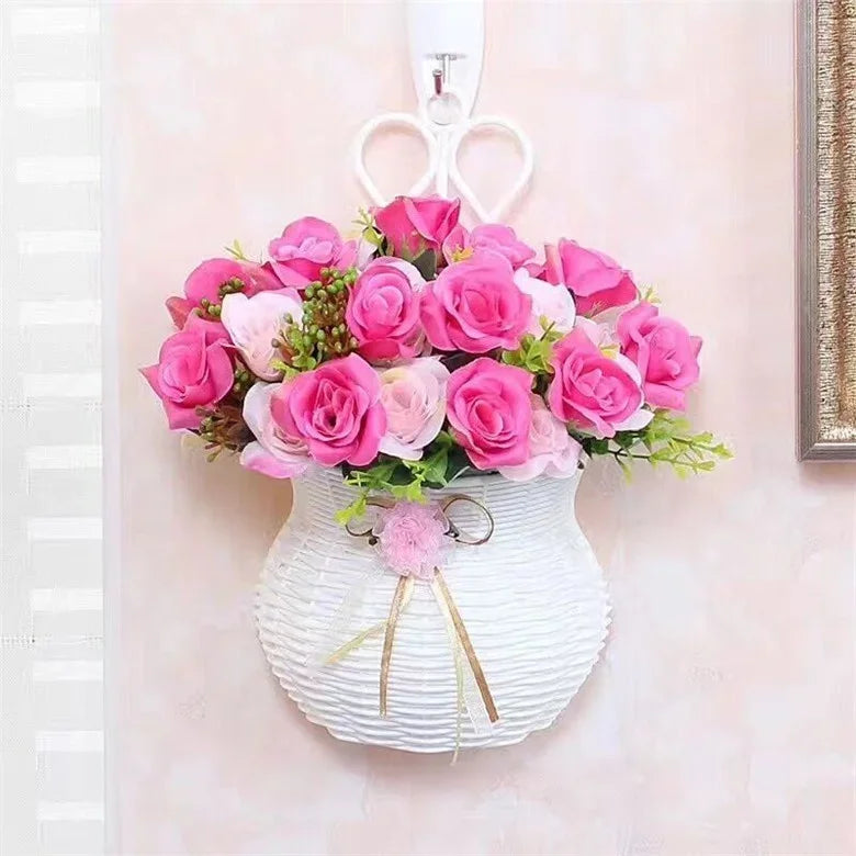 Hanging Flower Basket Garden Party Handmade DIY Vase Sundries Organizer Wall  Artificial Rattan Home Decor Pots