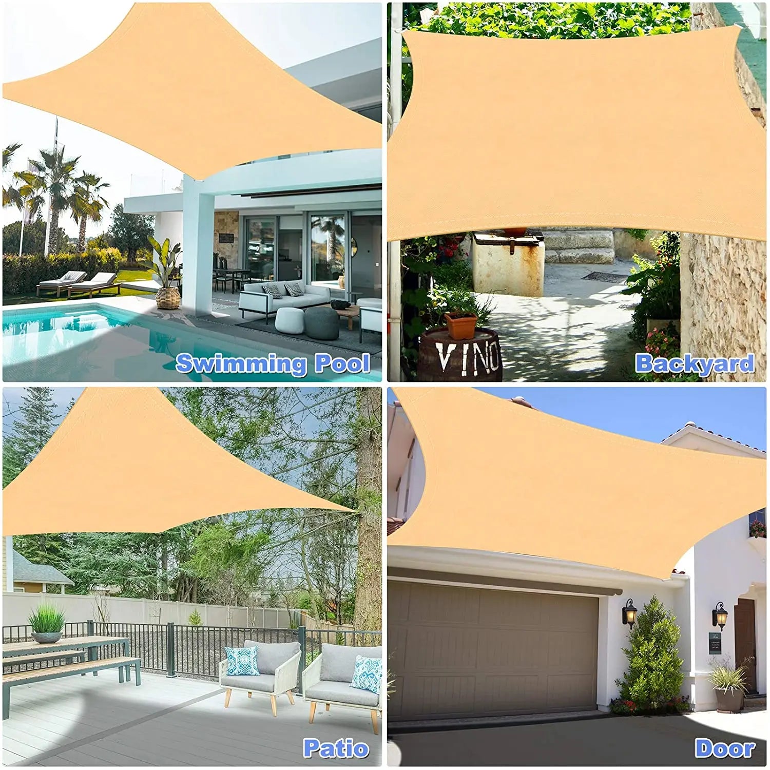 5x3M/4x3M Waterproof Large Sun Shelter Sunshade Protection Outdoor Canopy Garden Patio Pool Shade Sail Awning Camping Shade Net