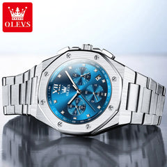 OLEVS Luxury Brand Men Watch Chronograph Waterproof Luminous Fashion Cool Quartz Watch for Men Stainless Steel Hand Clock 2024