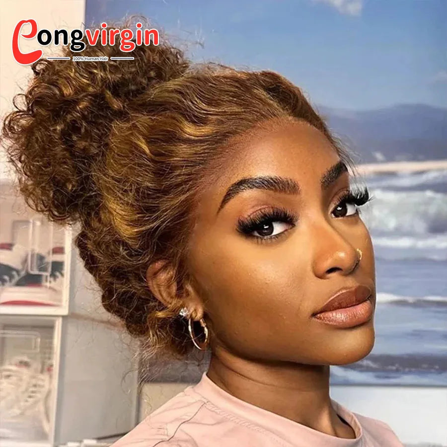 250 Density Highlight P4/27 Blonde 360 Full Hd Lace Front Wig Pre Plucked 30 Inch Glueless Wig Deep Wave Frontal Wig Human Hair