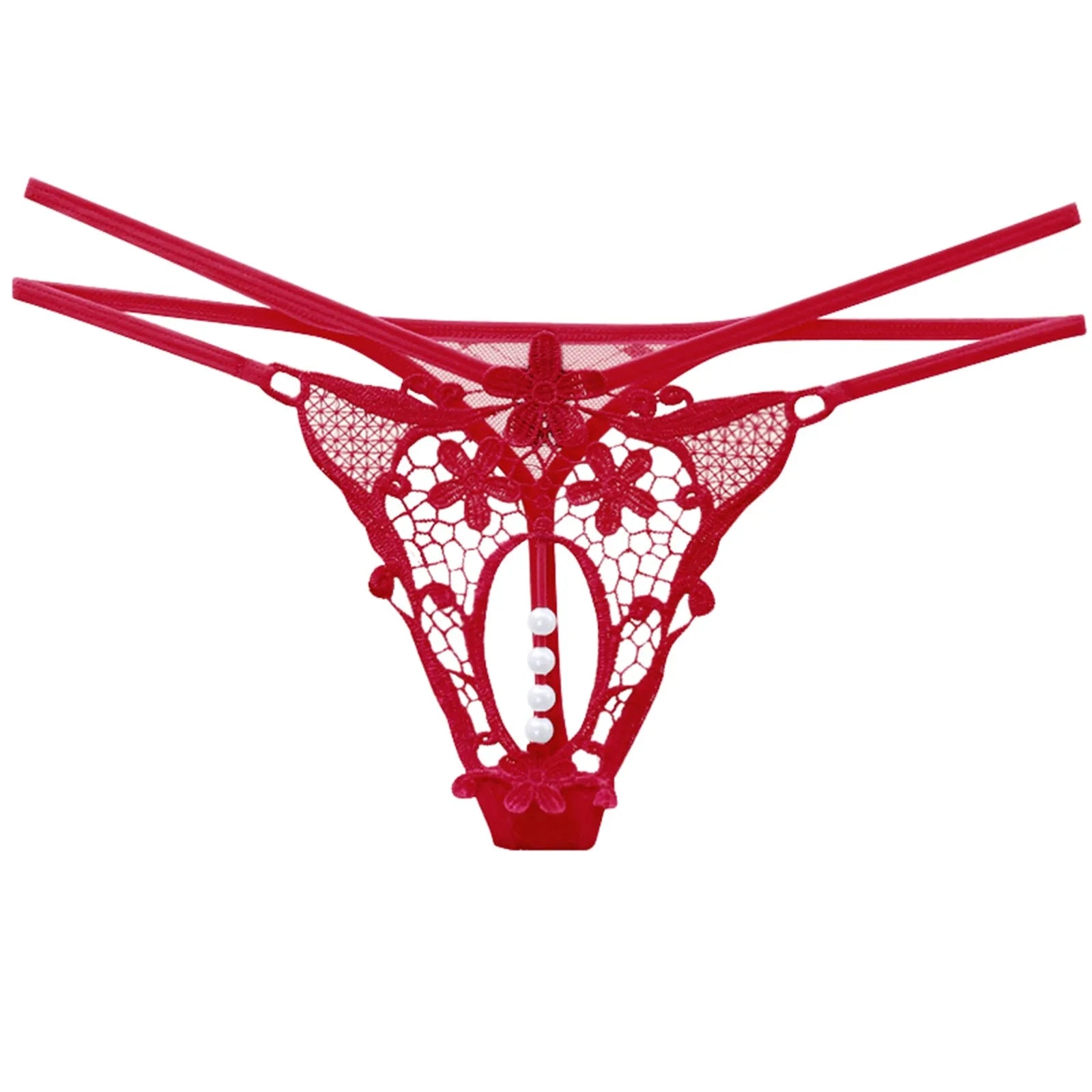 Women'S Thong Sexy Transparent Spicy Open Crotch Thong For Women With Low Waist And Seductive Charm Pearl нижнее бельё женское