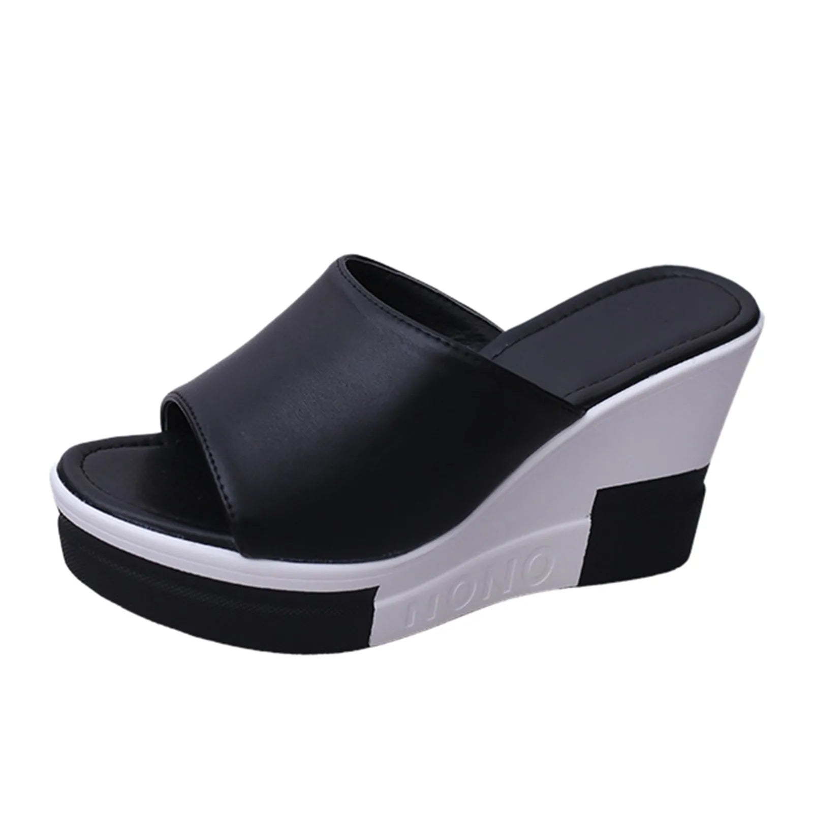 Summer Outdoor Women's Wedges Slippers Slip-On Shoes for Women Wedges Platform Sandals WomenPeep Toe Leather Sandals Shoes