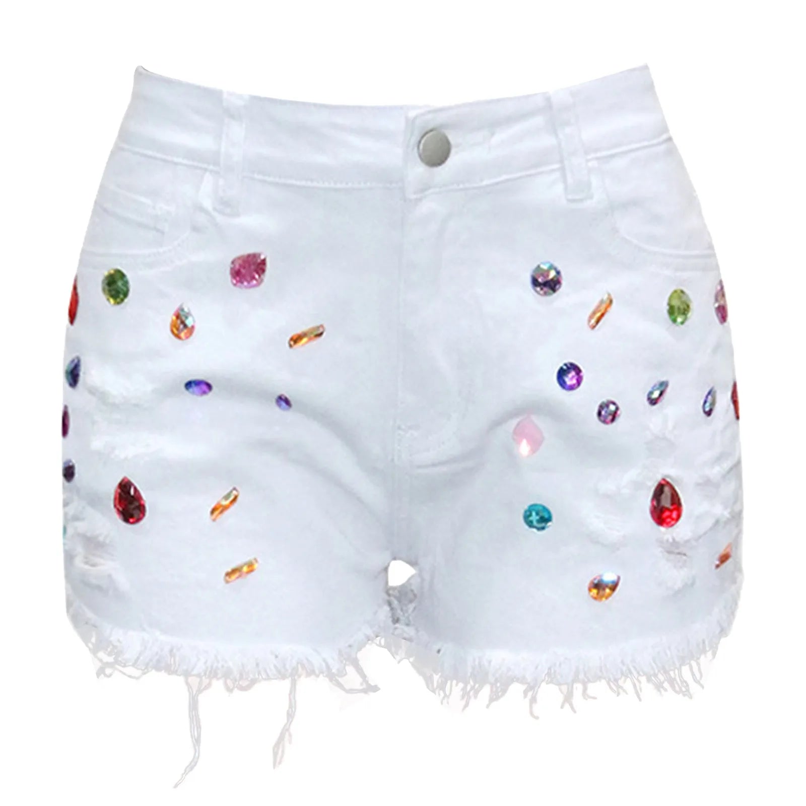 New Arrival Exquisite Rhinestone Beaded Denim Shorts Women High Waist Slimming Lift Butt Jean Shorts 2023 Trousers Summer Bottom