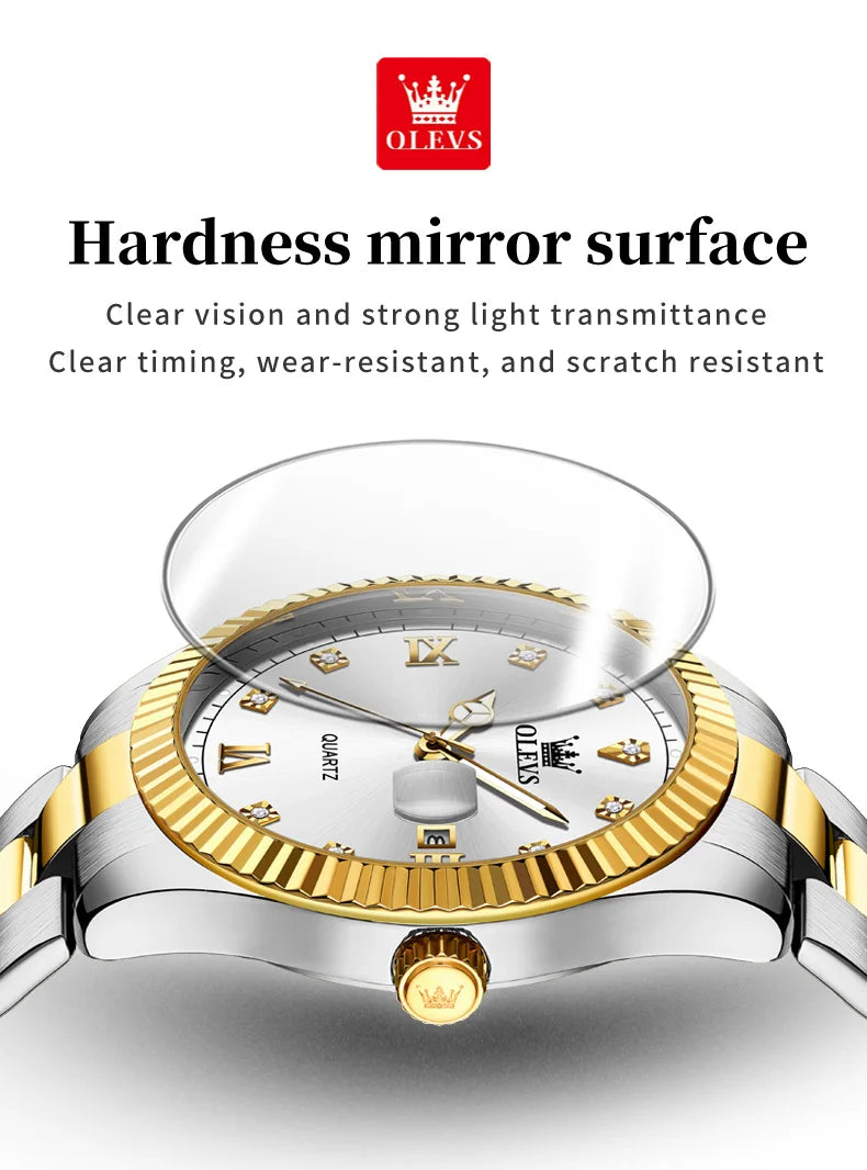 OLEVS 3623 Men's Watches Business Luxury Diamond Roman Scale Waterproof Luminous Stainless steel Gold Wristwatches Man