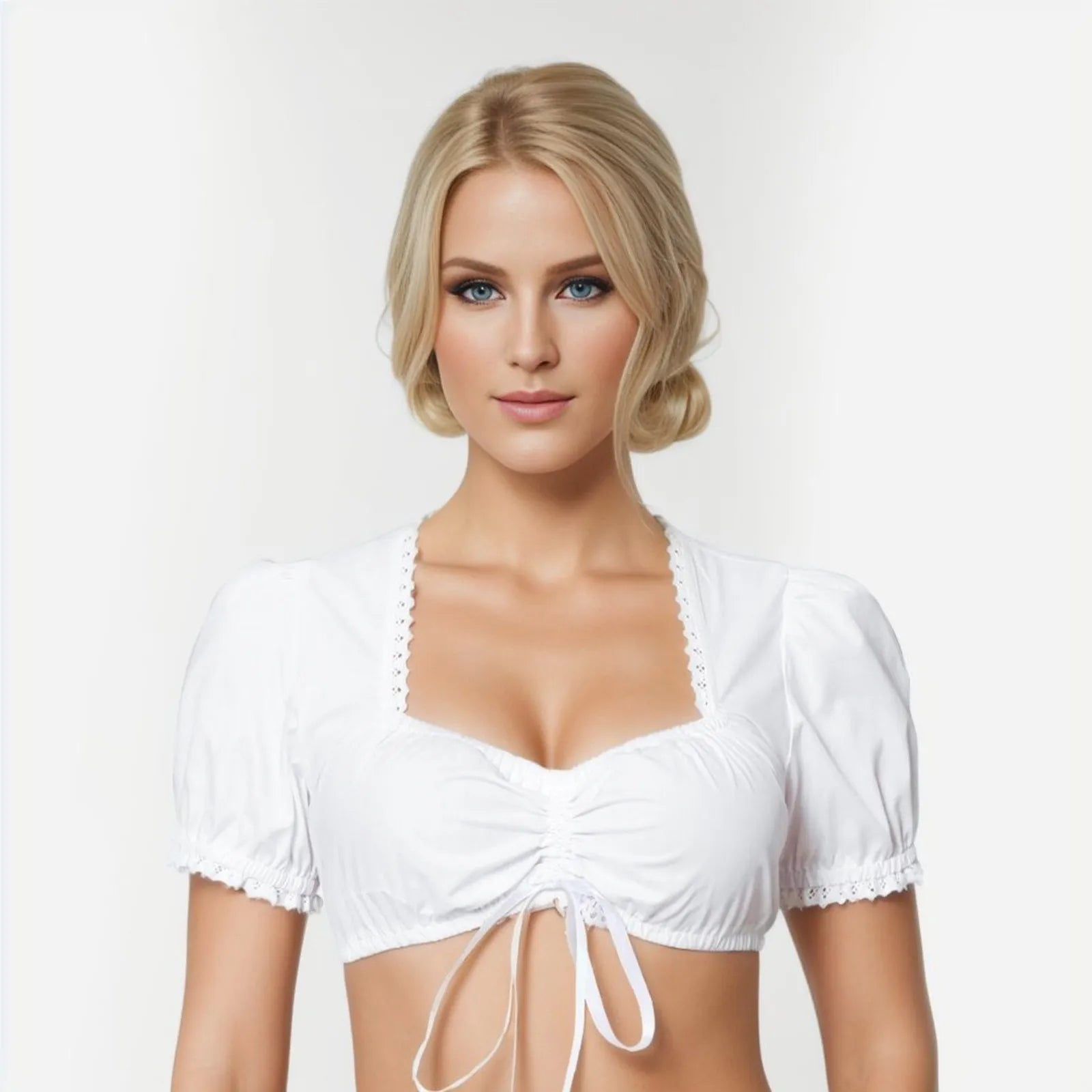 Elegant Oktoberfest Blouse Lace Floral Dirndl Wrap Crop Top Traditional Bavarian Beer Costumes Tops German Beer Festival