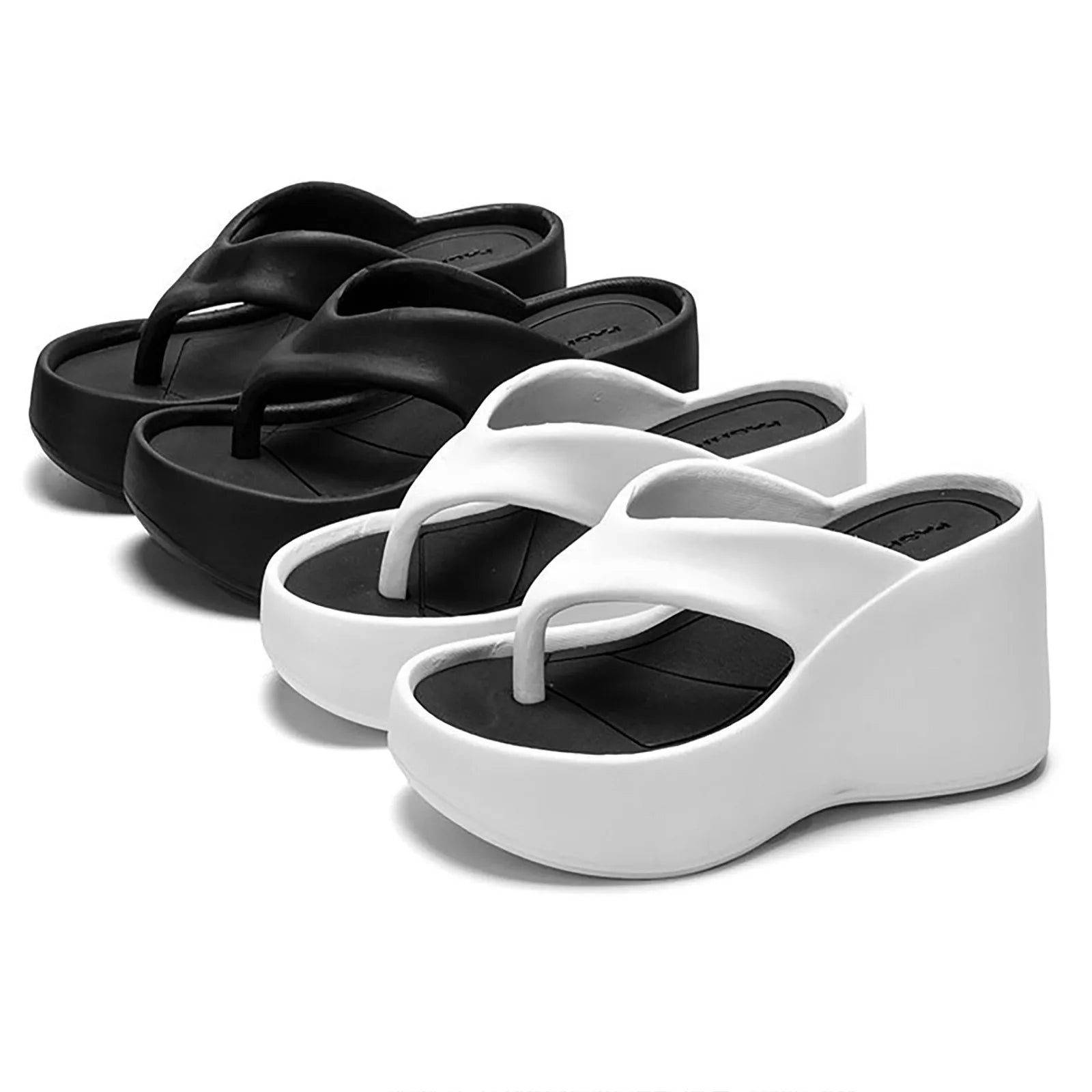 High Heeled Slippers For Women Thick Soled Flip Flops Summer Fashion Women Slipper Wedges Platform Slip-On White Female Footwear