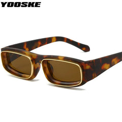 YOOSKE Rectangular Sunglasses Women Men Brand Designer Vintage Double Circle Metal Frame Sun Glasses Trendy Travel Style Eyewear